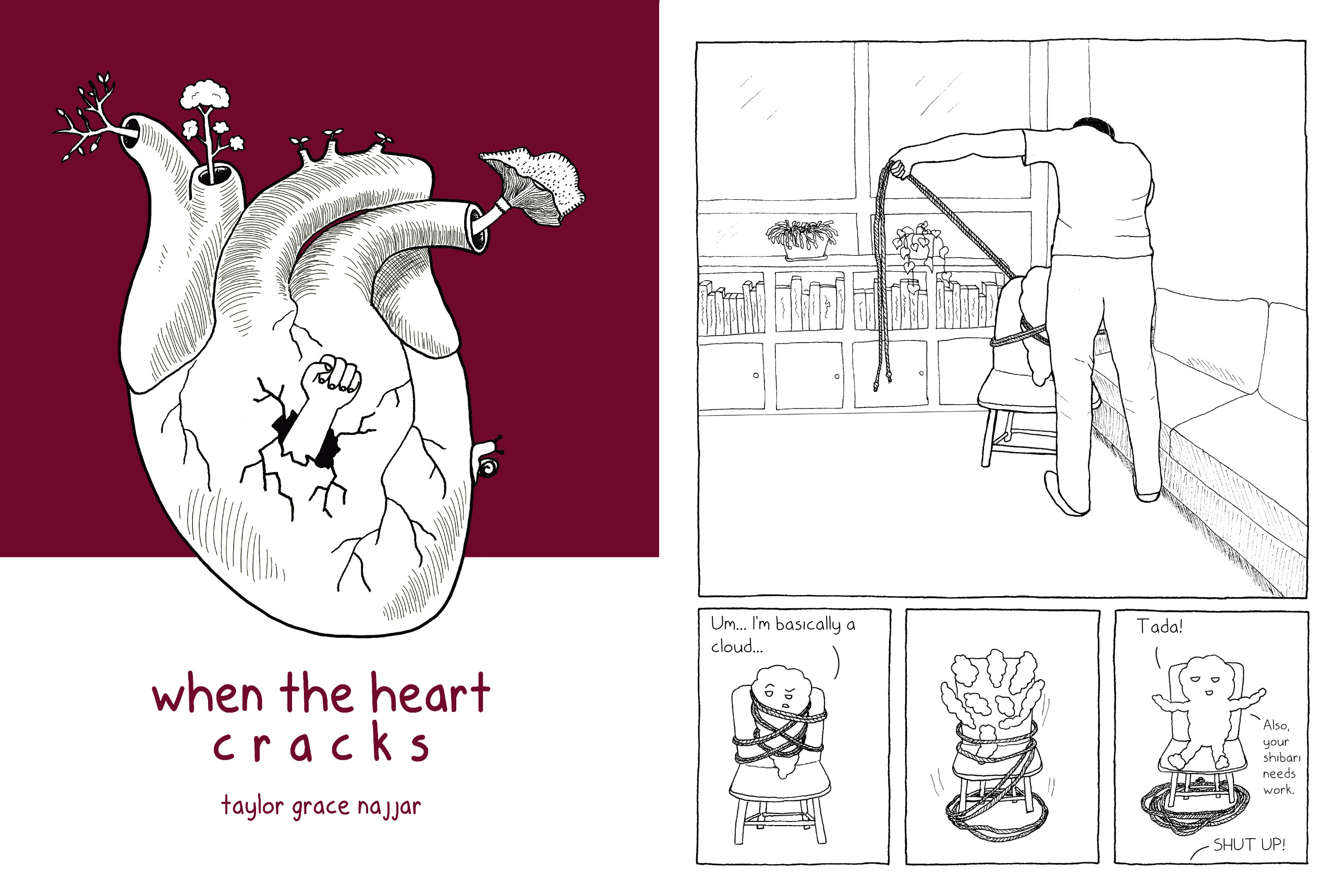 When The Heart Cracks: A Graphic Novella by Taylor Grace Najjar Cover and sample page from the graphic novella When The Heart Cracks
